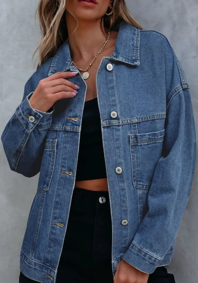 Pocketed Button Up Denim Jacket (13)