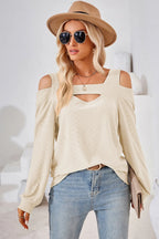 Cutout Square Neck Cold Shoulder T-shirt (30)