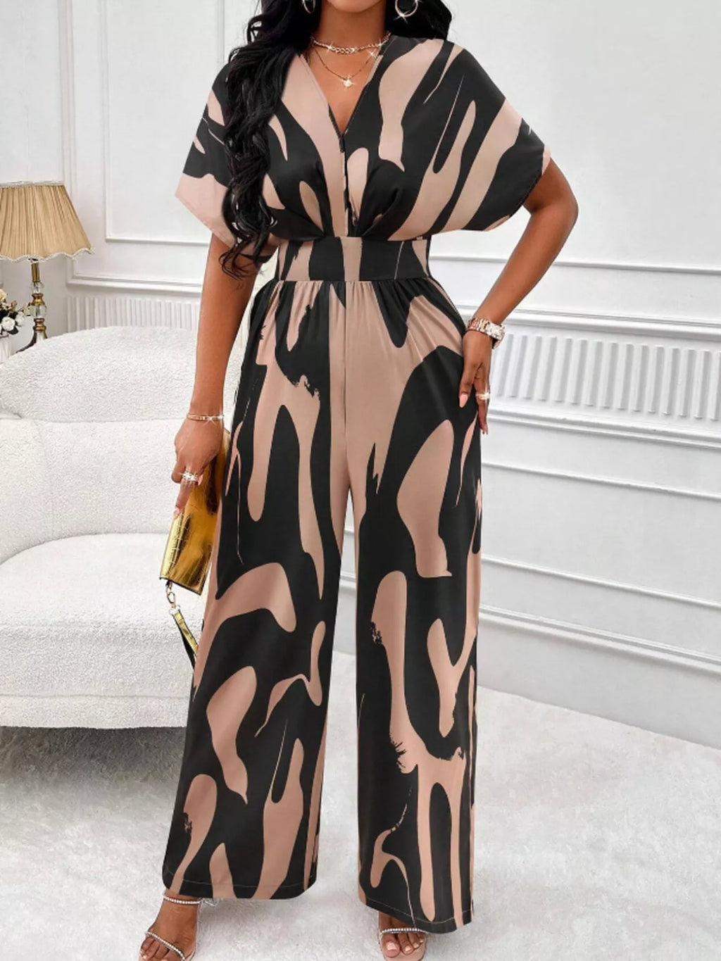 Abstract Print Wide-leg Jumpsuit (6)