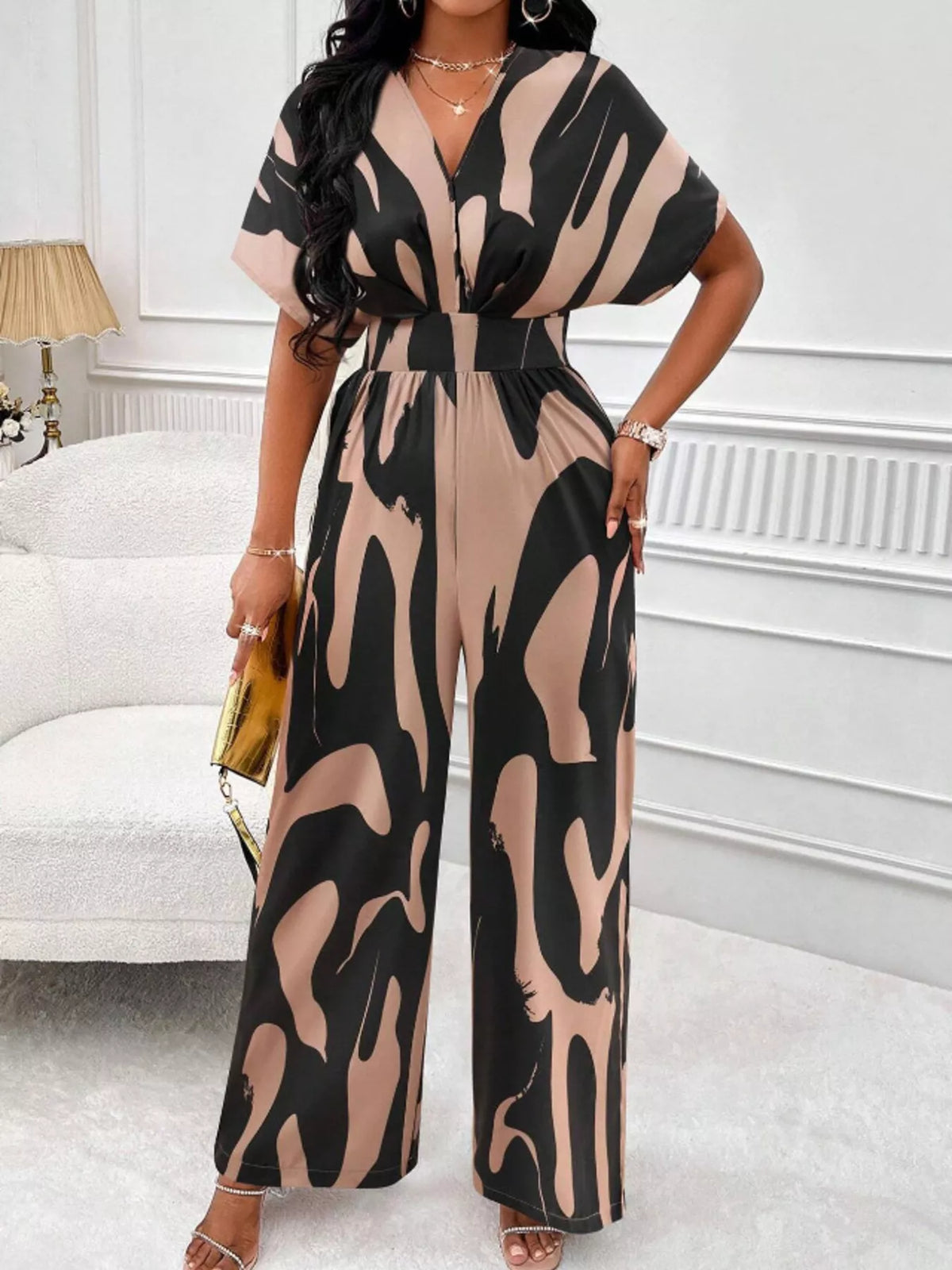 Abstract Print Wide-leg Jumpsuit (6)