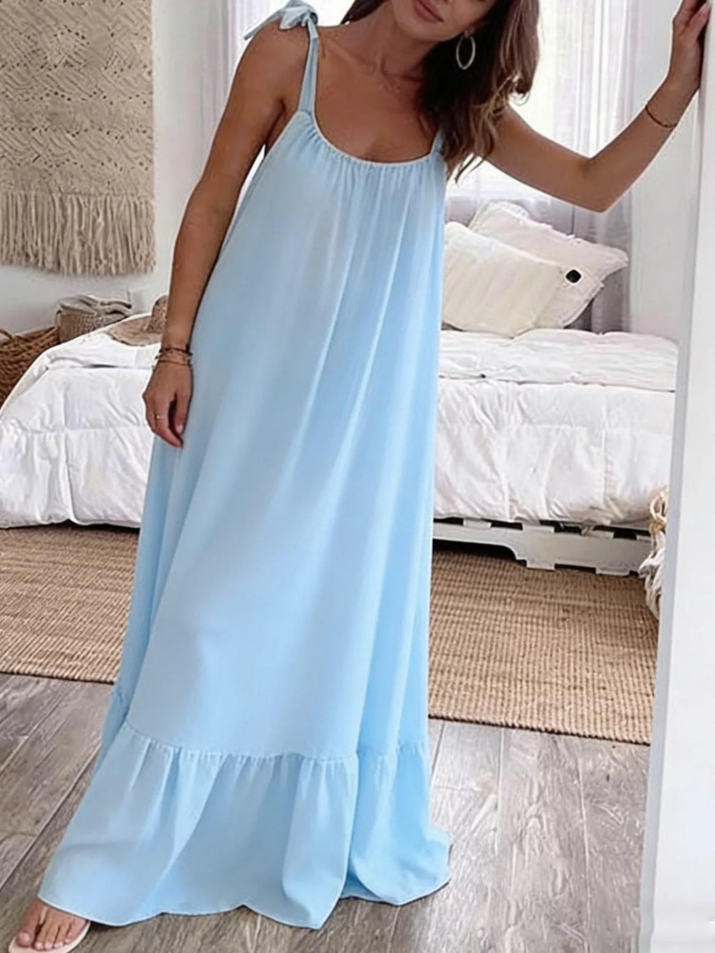 Sleeveless Tie Strap Flowy Maxi Dress (7)