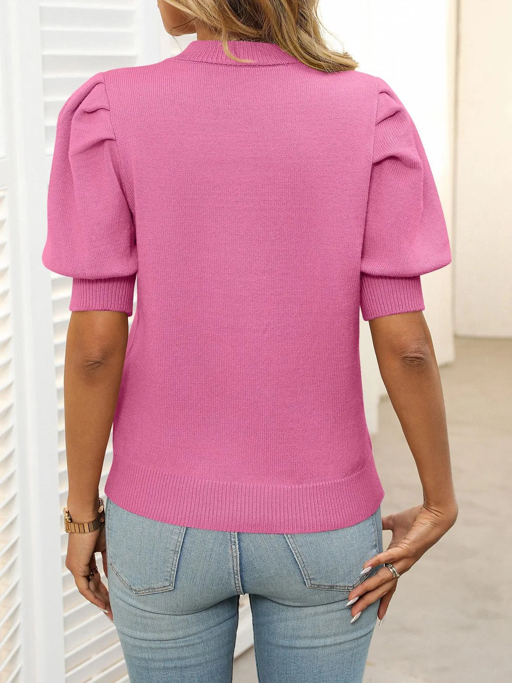 Mock Neck Puff Sleeve Sweater (16)