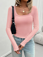 Lace Detail Scoop Neck Long Sleeve T-shirt (14)