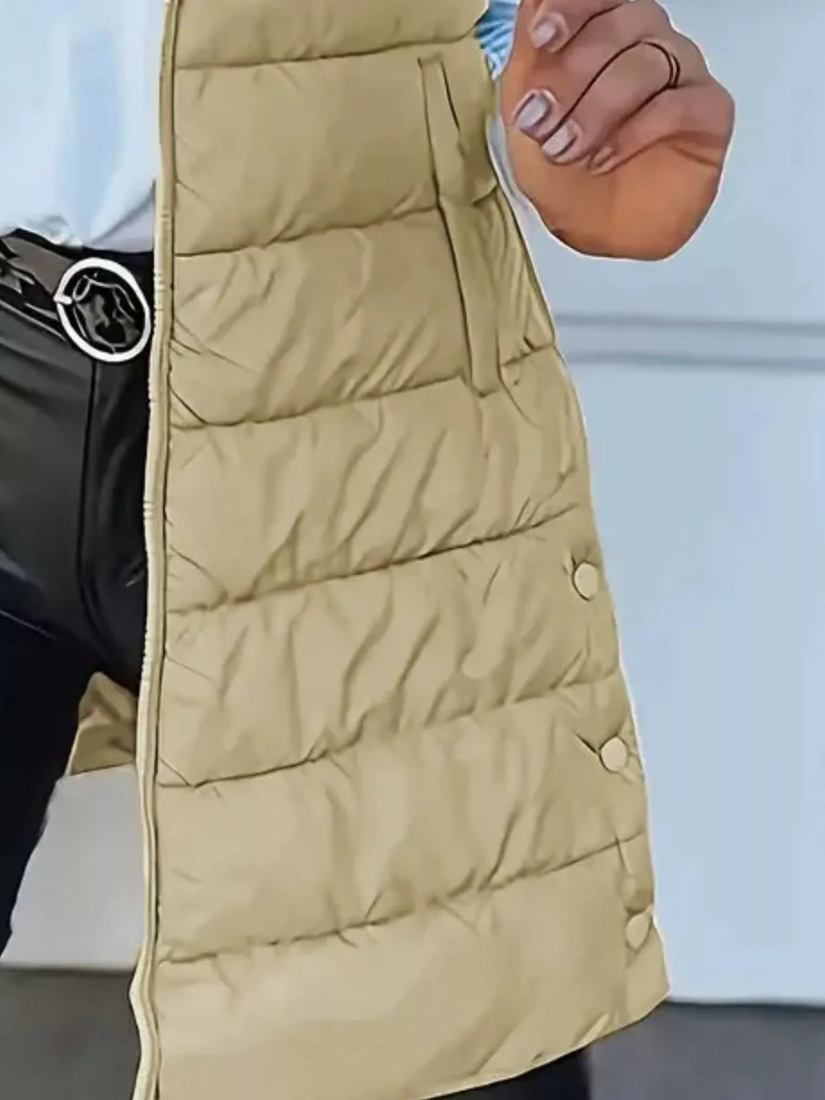 Zip Up Longline Hooded Puffer Vest Coat (17)