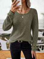 Ribbed Knit Long Sleeve T-shirt (21)