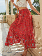 Floral Print Slit Skirt (8)