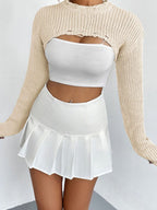 Distressed Long Sleeve Cropped Sweater (5)