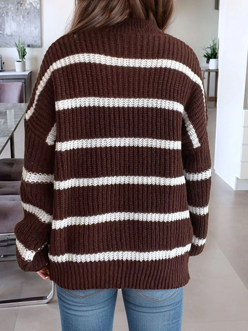 Striped Turtleneck Long Sleeve Sweater (5)