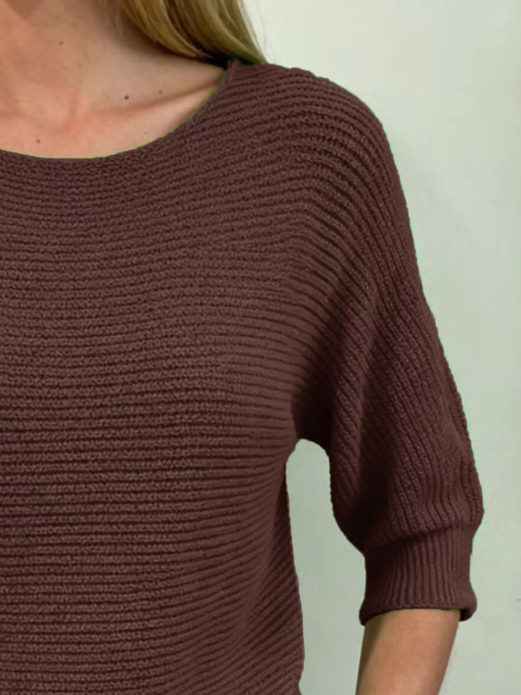 Full Size Ribbed Knit Round Neck Sweater Plus (18)