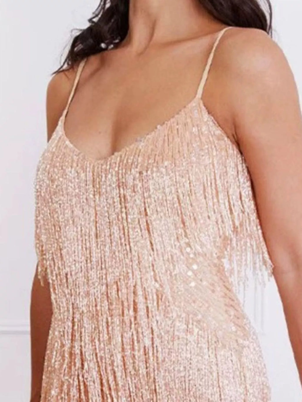 Full Size Sequin Feather Fringe Mini Dress Plus (5)