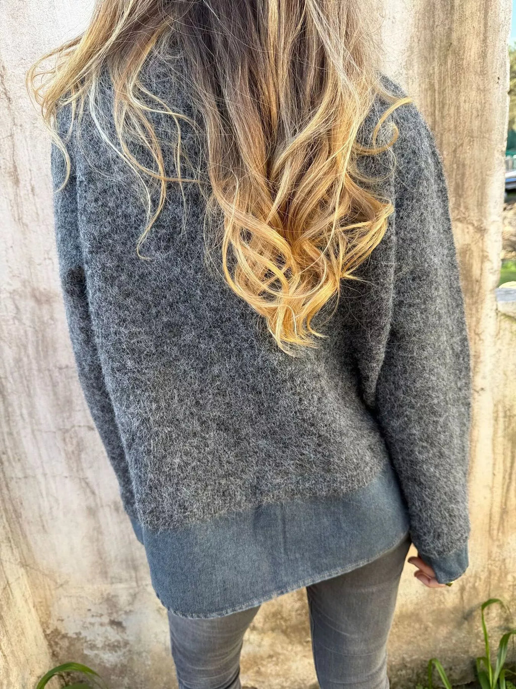 Contrast Denim Collar Half-zip Knit Sweater (9)