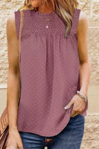 Smocked Tie Back Frill Trim Tank (14)