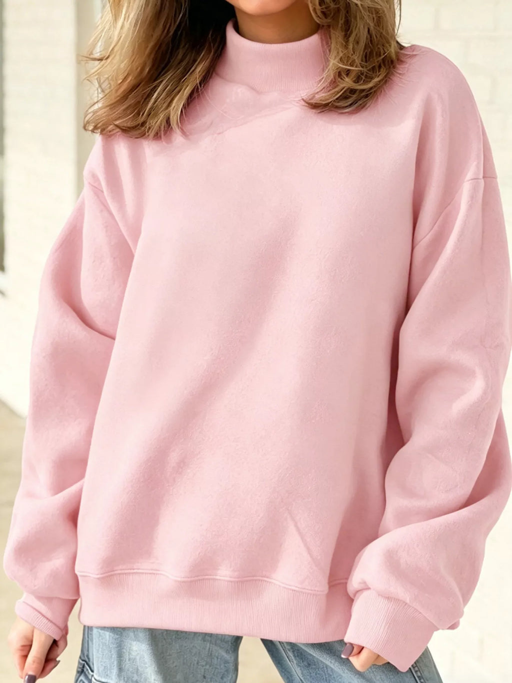 Mock Neck Dropped Shoulder Sweatshirt (12)