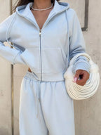 Zip Up Drawstring Hoodie Pants Set (11)