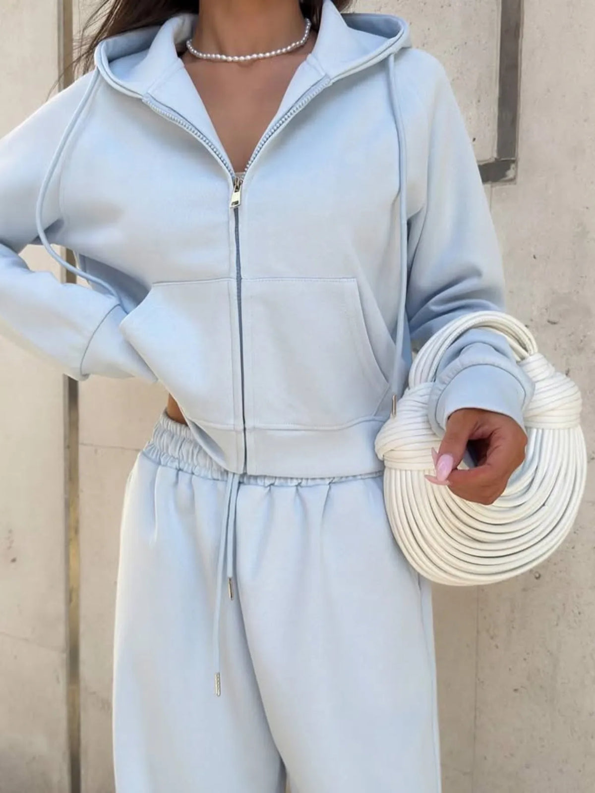 Zip Up Drawstring Hoodie Pants Set (11)