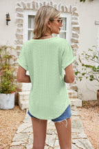 Full Size Round Neck Eyelet Short Sleeve Top (21)