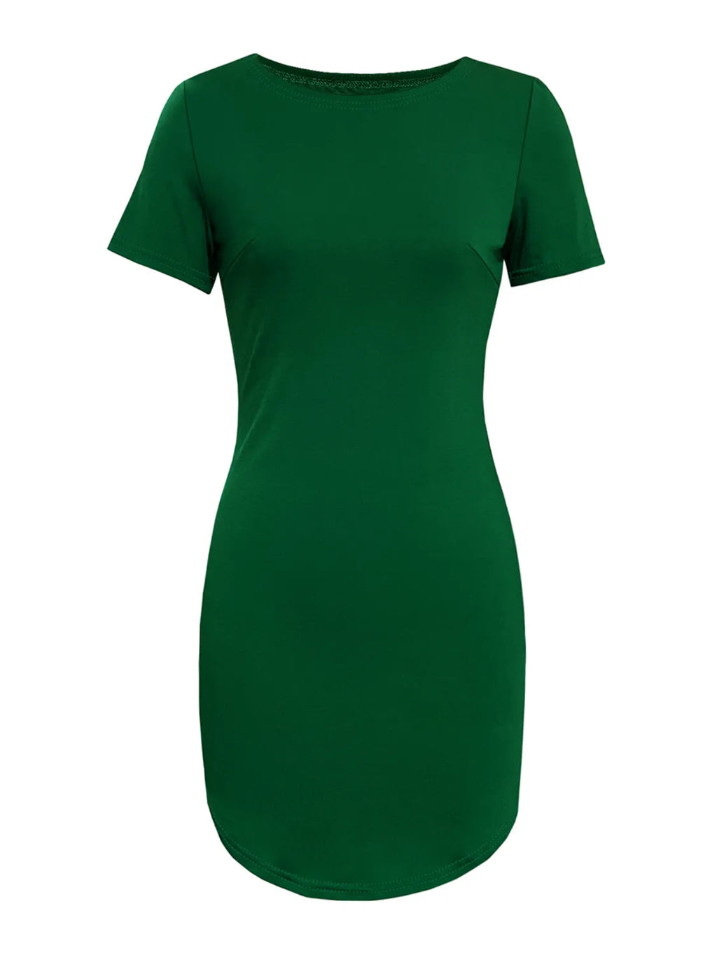 Round Neck Short Sleeve Mini Tee Dress (15)