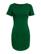 Round Neck Short Sleeve Mini Tee Dress (15)