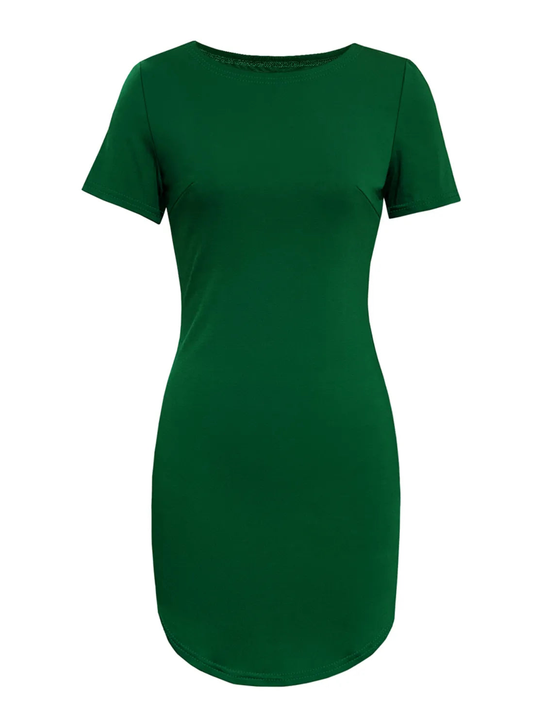 Round Neck Short Sleeve Mini Tee Dress (15)