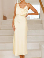 Satin Asymmetrical Midi Dress