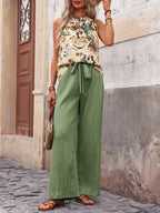 Printed Tank Top Wide Leg Pants Set (32)