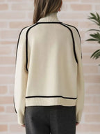 Contrast Trim Turtleneck Sweater (2)