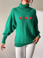 Heart Turtleneck Long Sleeve Sweater (6)