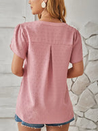 Swiss Dot Notched Petal Sleeve T-shirt (19)