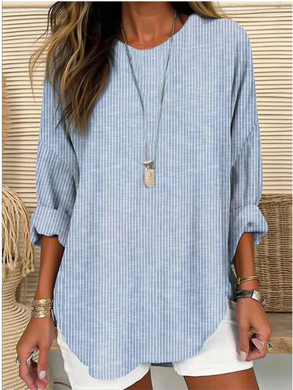 Casual Striped Long Sleeve Blouse