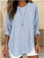 Casual Striped Long Sleeve Blouse