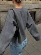 Ribbed Round Neck Dropped Shoulder Sweater (4)