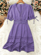 Lace Detail V-neck Mini Dress (25)