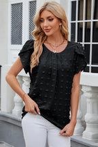 Swiss Dot Round Neck Short Sleeve T-shirt (7)