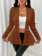 One Button Textured Peplum Cardigan (21)