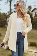 Textured Open Front Long Sleeve Cardigan (14)