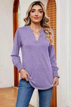 Notched Lantern Sleeve T-shirt (31)