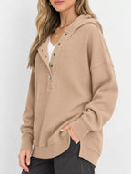 Full Size Snap Button Placket Dropped Shoulder Hoodie Plus (24)