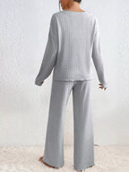 Ribbed V-neck Top Pants Set (3)