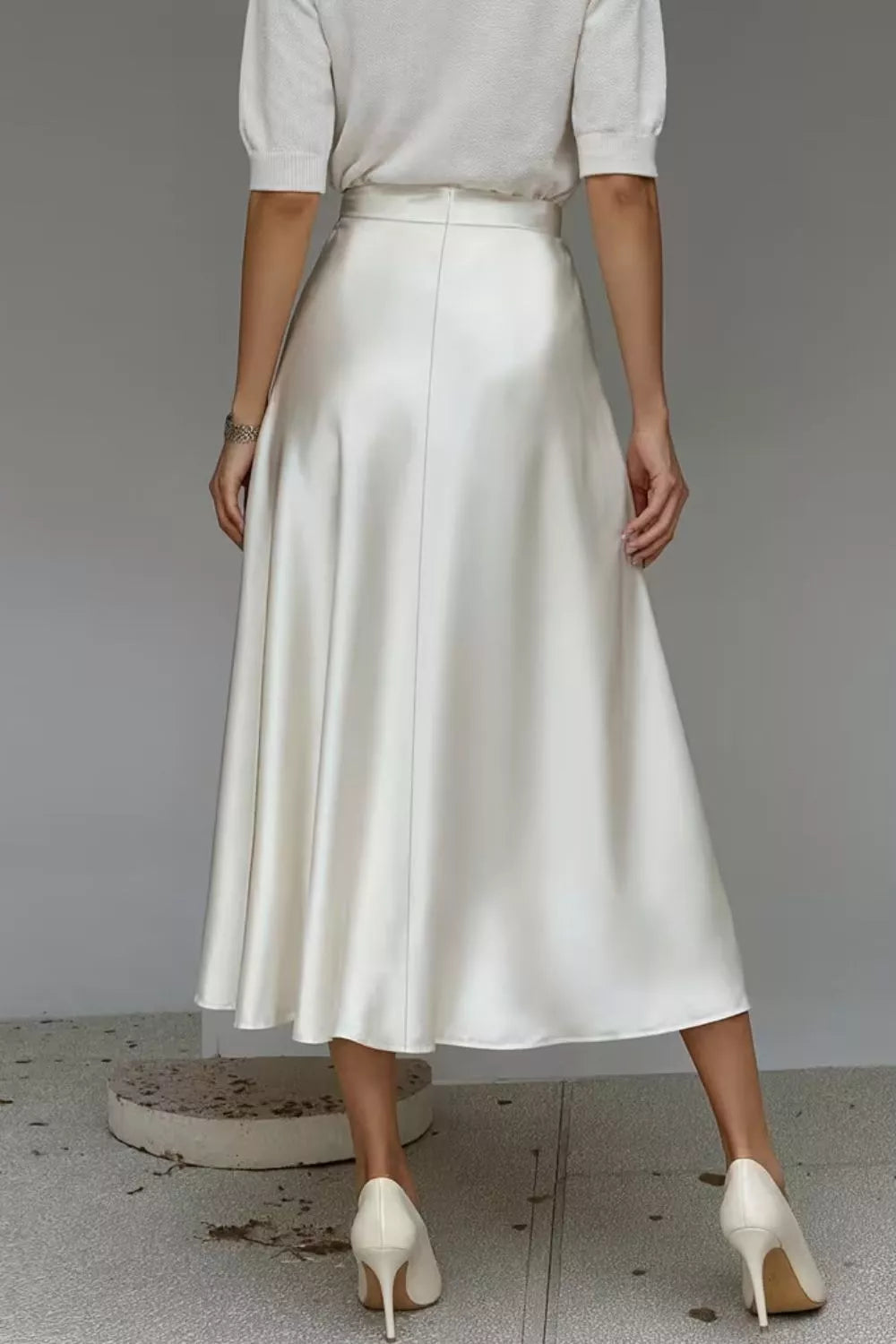 Satin A-line Midi Skirt (5)