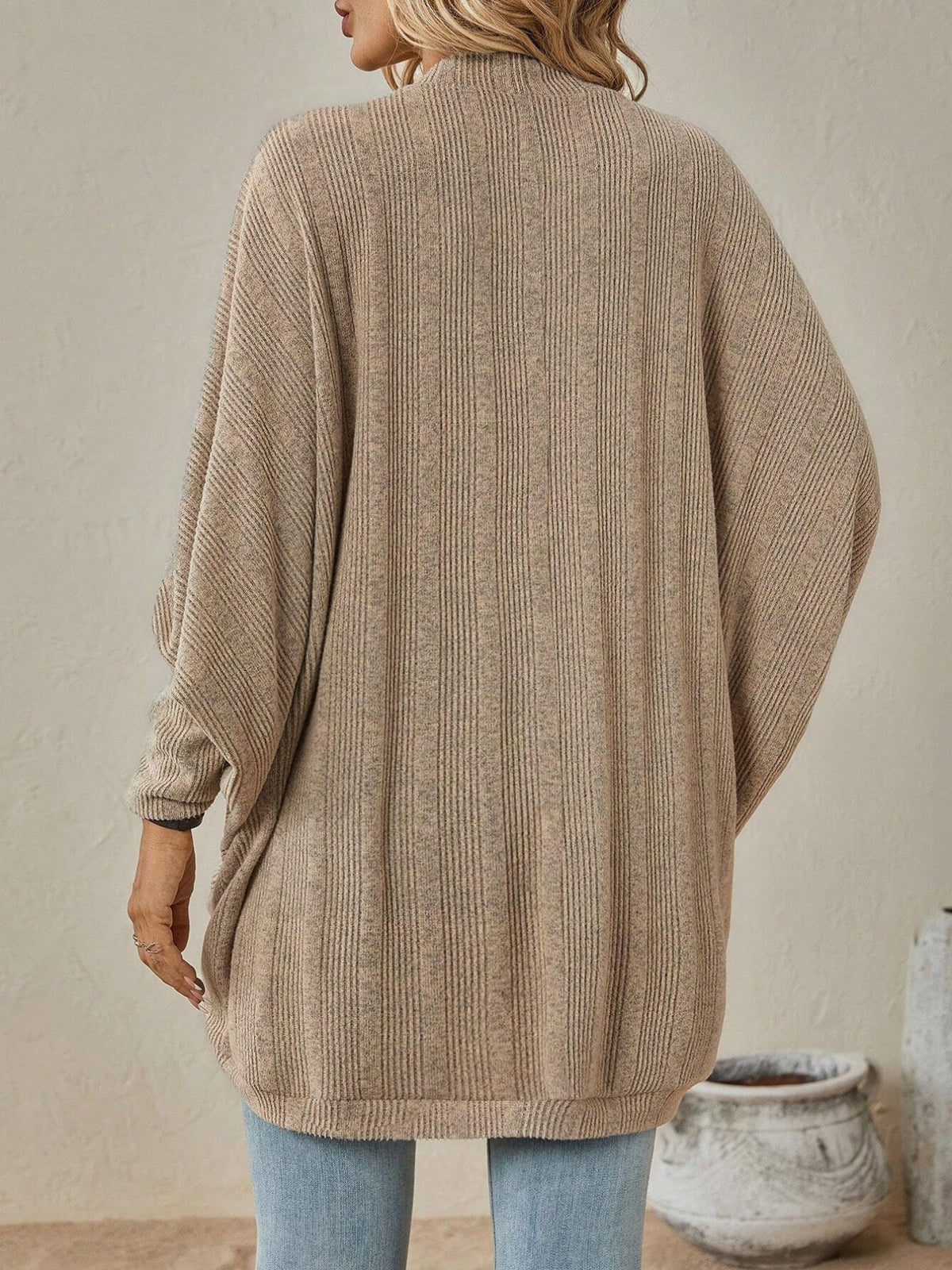 Open Front Batwing Sleeve Cardigan (3)