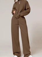 Half-zip Sweatshirt Wide-leg Sweatpants Set (3)