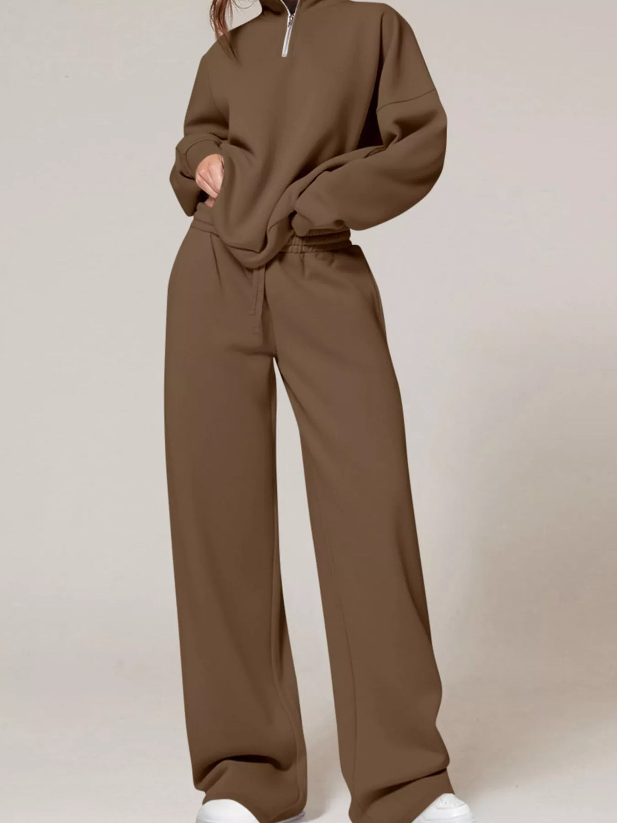 Half-zip Sweatshirt Wide-leg Sweatpants Set (3)