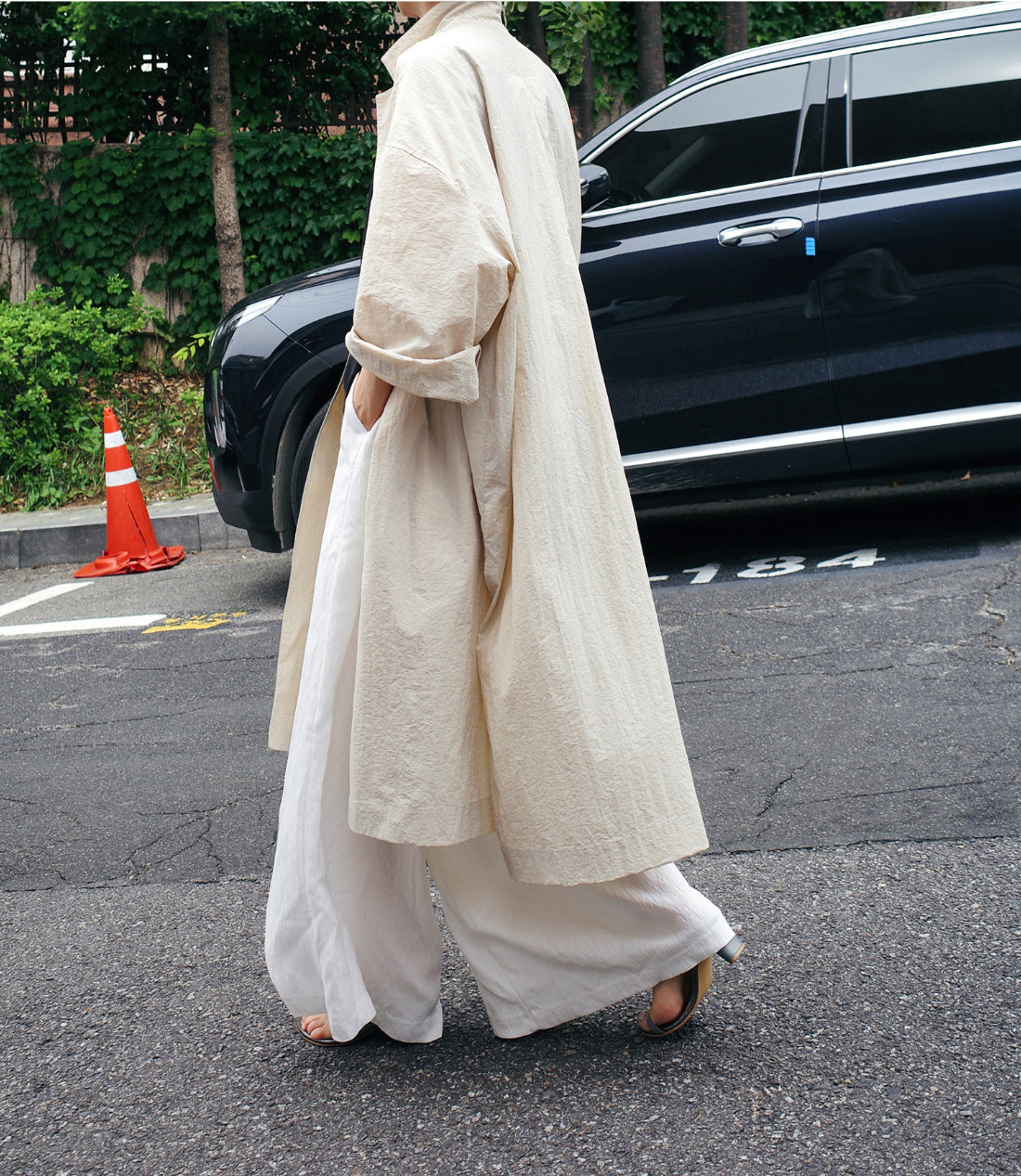 Shirt Dress Overknee Long Split Bf Cotton Linen Trench Coat photo 2