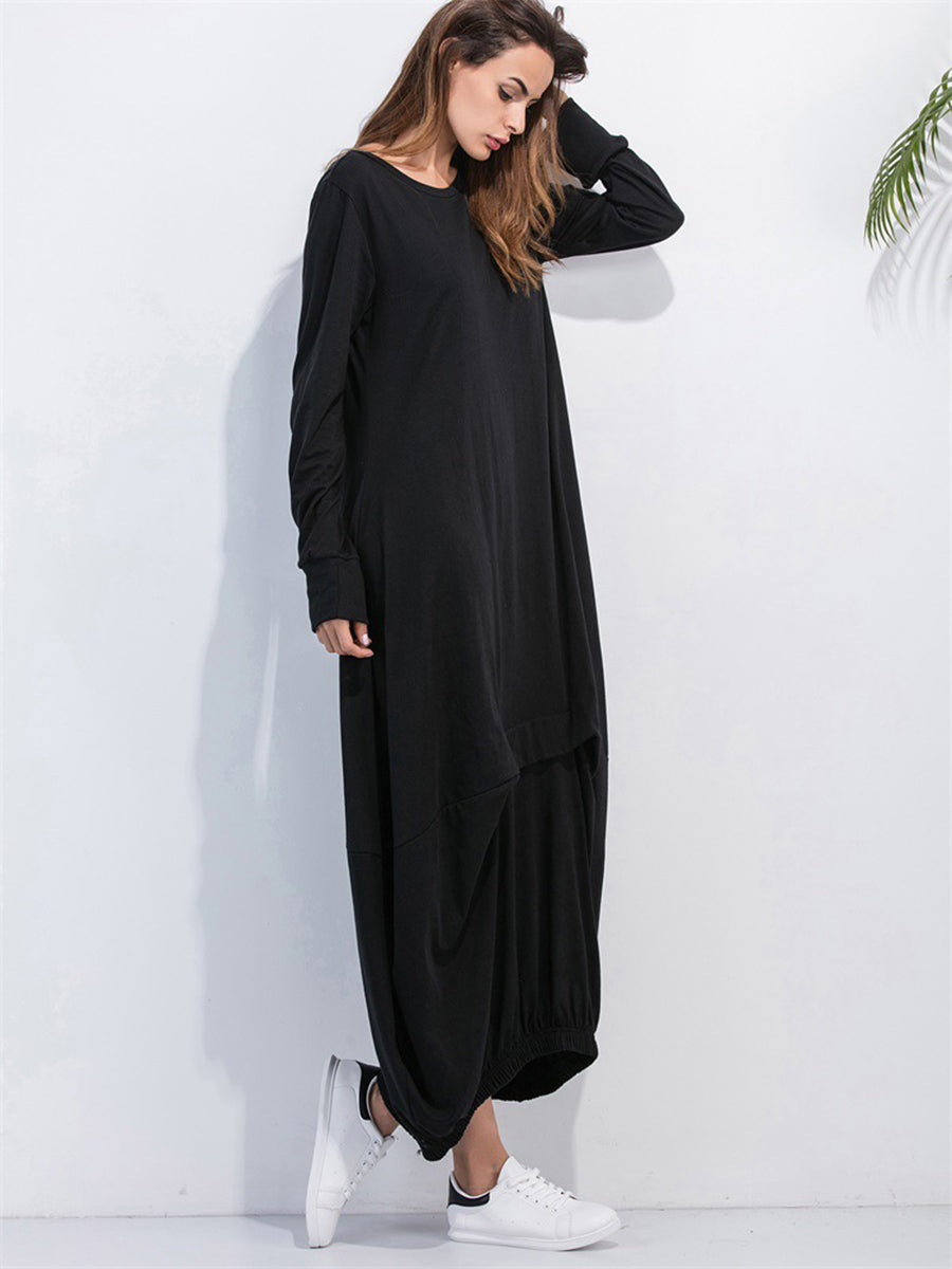 Full Size Round Neck Long Sleeve Sweatshirt Dress (12)