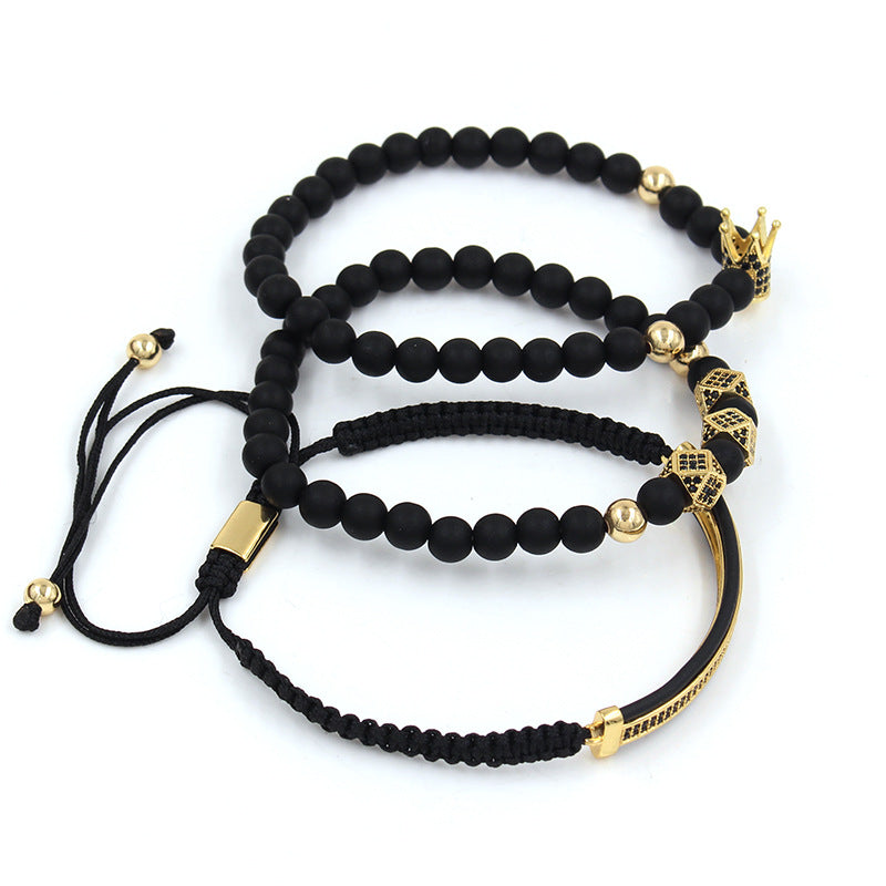 6mm Black Matte Micro-inlaid Crown Bracelet photo 1