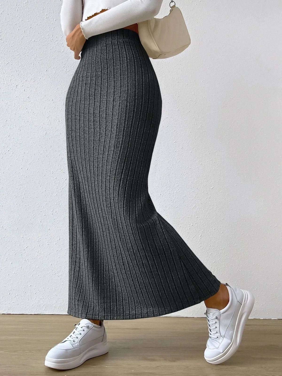 High Waist Ribbed Knit Maxi Skirt (12)