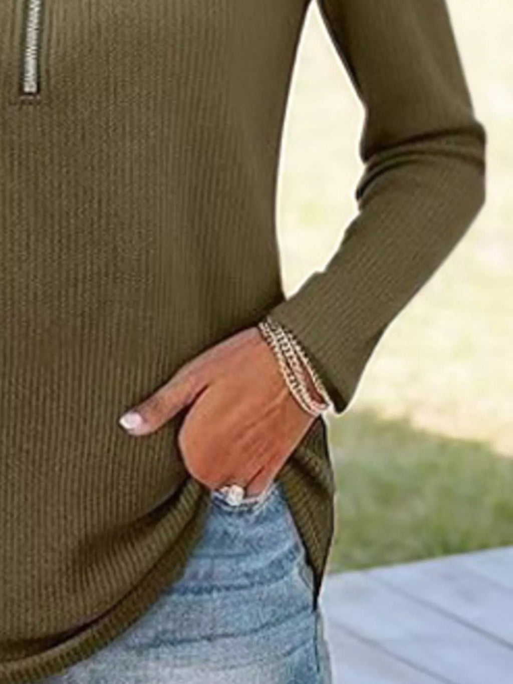 Half Zip Long Sleeve Knit Top (3)