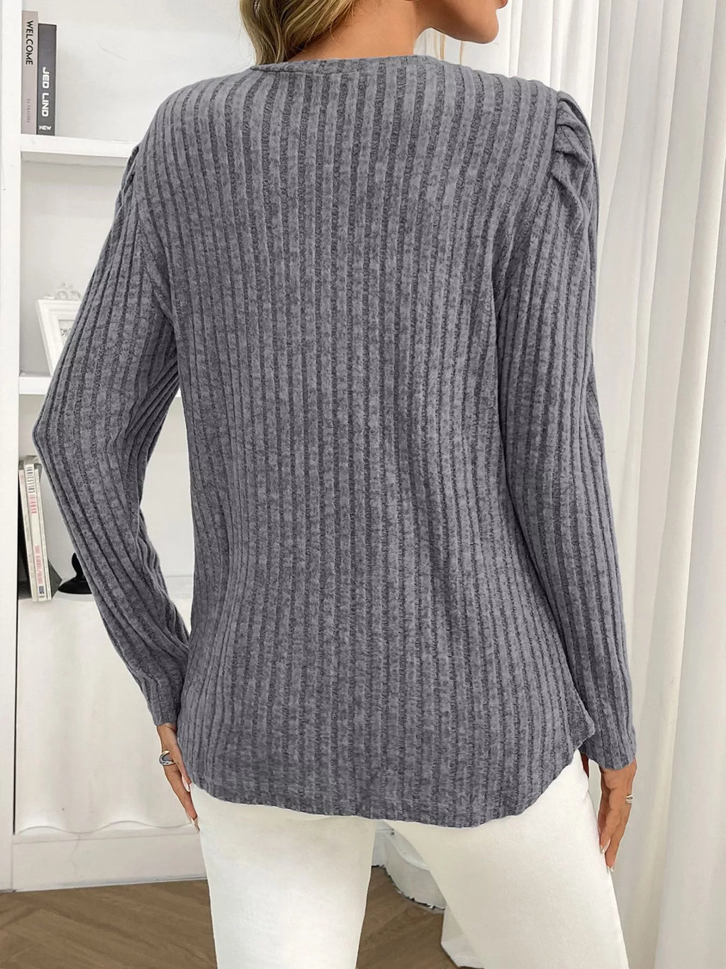 Round Neck Puff Sleeve T-shirt (21)