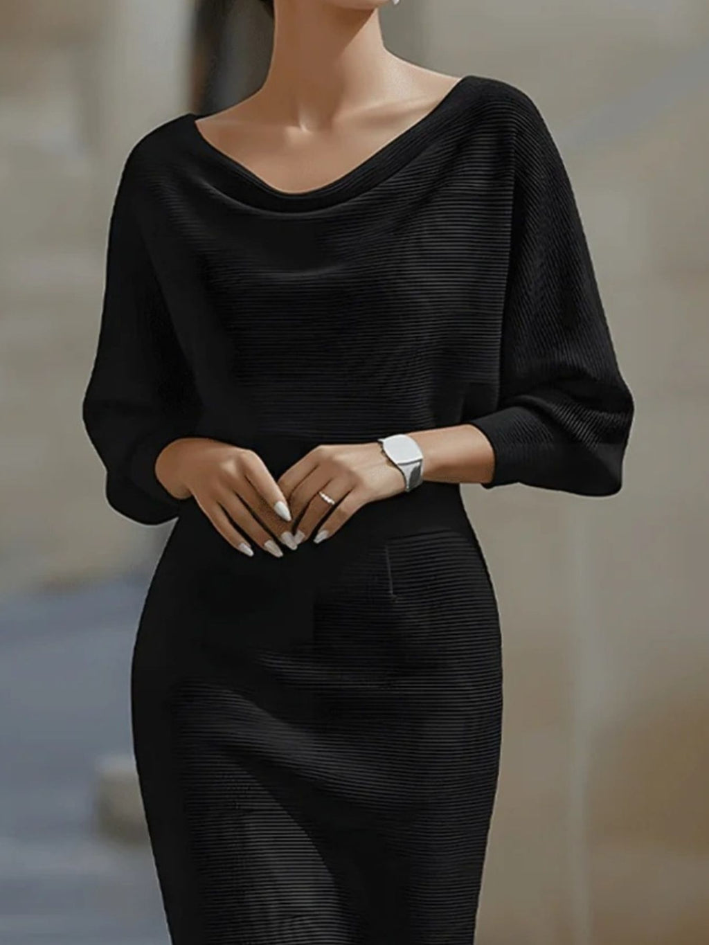 Cowl Neck Knit Bodycon Dress (5)