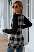 Plaid Round Neck Long Sleeve T-shirt (8)
